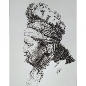 0046-Filippo-matarozzi-rembrandt Revised, The Second 'oriental' Headmatita È Inchiostro Su Cartoncino Liscio 18cmx24cm 