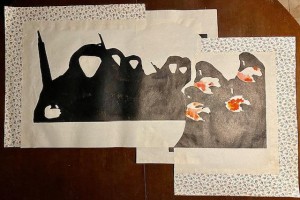 gra24-46-Sandro Giordano donne e madri collage e incisione stampata a cucchiaio 90x60cm           
