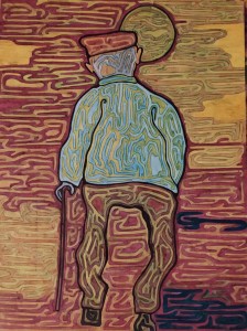 op062-gabriele sanna Il tichitio del tempo tecnica mista su mdf 50 per 70 cm