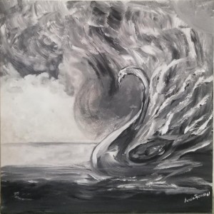 op117-nunzia romeo Il Cigno tecnica mista 60x60