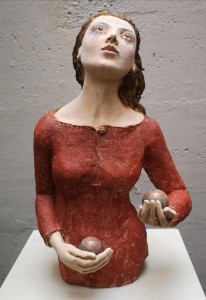 or09-Cristina Costanzo IL giocoliere scultura in terracotta policroma riciclo h 55 cm