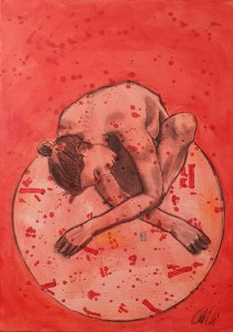 or11-cristina meotto La mia vita Carboncino e acrilico su tela 80x60x4 cm
