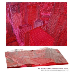 or49-pietro dente Aria dura per la finzione di uno scorcio urbano Houston Pittura tecnica mista su policarbonato e tela 70x50 