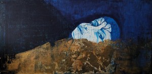 pit24-75-Stefania Cecchetti Emersa acrilico e foglia d'oro 100×50