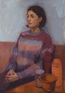 pr23-120-Valentina Sforzini Chiara nello studio olio su pannello telato 35x50      