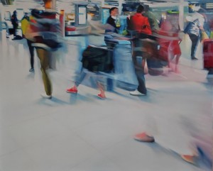 pr23-66-Liliana Cecchin ARRIVALS AND DEPARTURES  OLIO SU TELA 124 X 100