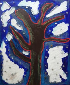 0006-alice-voglino-Inverno-Pittura-Tecnica mista-colori acrilici, pigmenti, cere acquerellabili, glitter-su tela-cm60x50