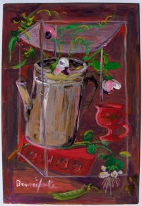 0013-Branciforte-Fiori di fave e capperi, 2013, olio e smalti su lastra di rame, cm 32 x 23