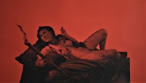 0045 - Massimiliano Kommuller - Il suicidio di Didone -Serografia su cartoncino rosso-cm 50x70 