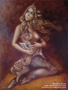 Pitt0138-Michela-burzo-figlia Dell'acqua Figlia Dell'aria-olio Su Carta-31x41 Cm.-0138  