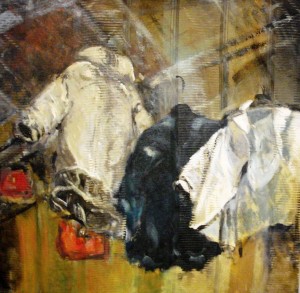 Pitt0182-Simone-butturini-giubbotti, Smalto E Acrilico Su Tessuto, Cm 120x120cm-0182      