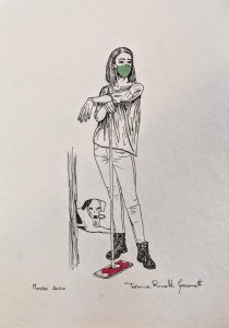 og102-tiziana rinaldi giacometti Covid2020 penna e acquerello su carta 21x29                          