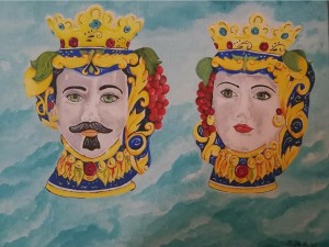 op003-alessandra prefetto I mori nei cieli azzurri di Sicilia acrilico su tela 55 x 46