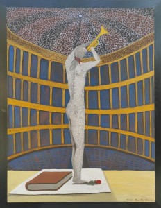 op040-dante musa Il risveglio Dipinto su tavola Terre naturali e colori acrilici 94.5 cm x 124.5 cm