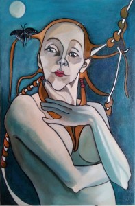 op056-ester cappucci Olio su tela 40x60 Anno 2021 Titolo Bum bum bang bang Ester's Limbo