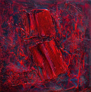 op072-giuseppe cacciatore Bloody Mary stucco edile cartone acrilico su tela 50x50 cm
