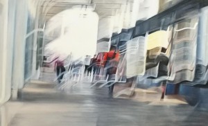 op087-liliana cecchin In the city before the covid olio su tela 115 x 70