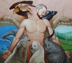 op118-omar saggiorato Grido di aiuto olio su tavola 90x 80