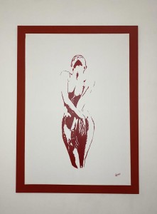 op127-ronal bejarano Ballerina in rosso acrilico su tela 82x112