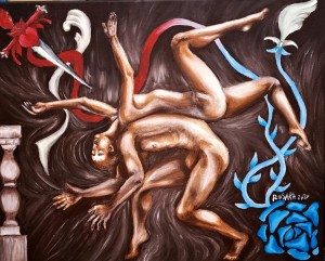 op128-rosa cacace ROMEO AND JULIET ACRILICO SU TELA 50X40