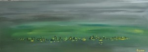 op133-salvatore piras Green landscape acrilico su tela cm30 per 80 2020    