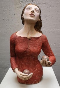 or09-cristina costanzo IL giocoliere scultura in terracotta policroma riciclo h 55 cm