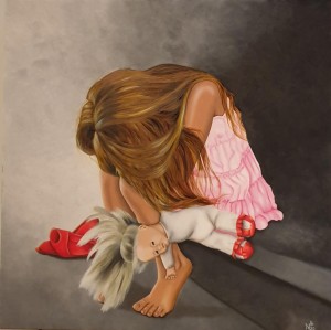 or43-nadia dalla longa Infanzia Rubata Pittura olio su tela 80x80