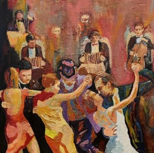 pit22031-Dámaso-Arriero-García-Tango-de-fantasmas-y-angelitos-oleo-60x60-figurativo