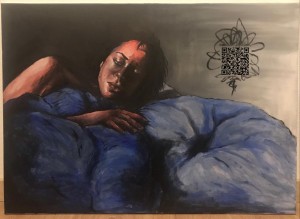 pit22047-Elisabetta-Amoruso-Il-vuoto-che-lasci-tecnica-mista-acrilico-su-tela-contenuto-performativo-tramite-acab-QRCode-50X70cm