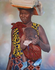 pit22093-LAURA-SUARDI-Mother-Lilongwe-Malawi-2010-tecnica-mista-colori-a-spray-colori-ad-olio-tessuti-africani-e-ovatta-su-tela-140x110