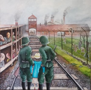 pr23-58-Giovanni Battista Locci Il giorno della memoria LA SHOAH Acrilico su tela 100x100