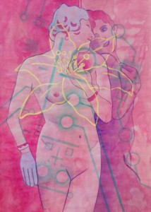 0027 Gian Luigi Braggio - Happiness-Garden-Mirror-Pittura-colori-acrilici-su-carta-70x50      