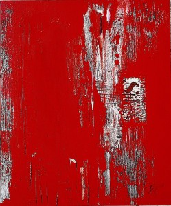 0028 Giovanni Greco - RED-FADE-OUT-1-pittura-smalto-stucco-ritaglio-su-tela-60x50  