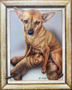0021 Daniela Foddi - Lilly-e-i-suoi-cuccioli-Acrilico-su-pannello-di-multistrato-di-pioppo-Misura30x40-0021    