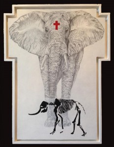 0058 Luca Dalmazio -The-Big-Elephant-matita-e-acrilico-su-tavola-49x66-0058       