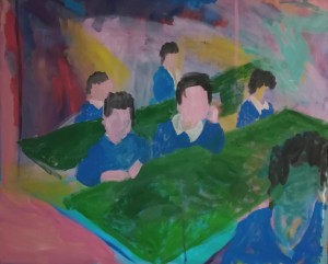 0065 Marco Crispano - Primo-giorno-di-scuola-Acrilico-e-gesso-su-tela-100x80cm-0065       