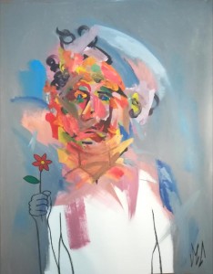 0066 Marco Crispano -Ti-ho-portato-un-fiore-Acrilico-e-gesso-su-tela-105x80cm-0066         