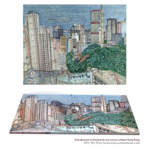0096 Pietro Dente - Aria-dura-per-la-finzione-di-uno-scorcio-urbano-Hong-Kong-tecnica-mista-su-policarbonato-e-tela-90x70-0096          
