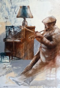 0125 Walter Marin - Trombettista-con-piano-olio-su-tela-60x70-0125                 